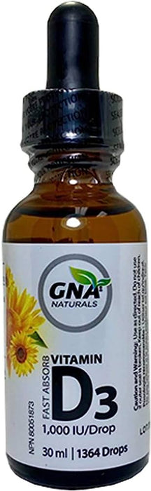 GNA NATURALS VITAMIN D3 1,100 IU/DROP FAST ABSORB EMULSIFIED NO FLAVOUR 30mL ( S 02-03 )