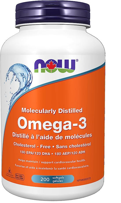 NOW Supplements Omega-3 1,000mg Softgels, 200 Count ( S 06 )