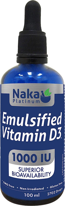 NAKA PLATINUM EMULSIFIED VITAMIN D3 ''1000'' IU SUPERIOR BIOAVAILABILITY 100ML  ( S 01 - 02 )