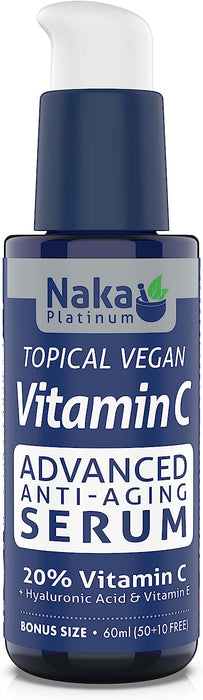 Naka Advanced Anti-aging Serum Vitamin C, 20% Vitamin C + Hyaluronic Acid + Vitamin E, Topical Vegan (60ml) (S07)