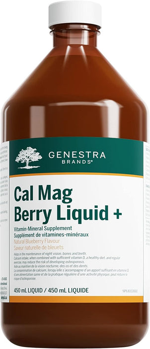 Genestra Brands - Cal : Mag Berry Liquid + - Comprehensive Bone Support Formula - 450 ml Liquid - Natural Blueberry Flavour