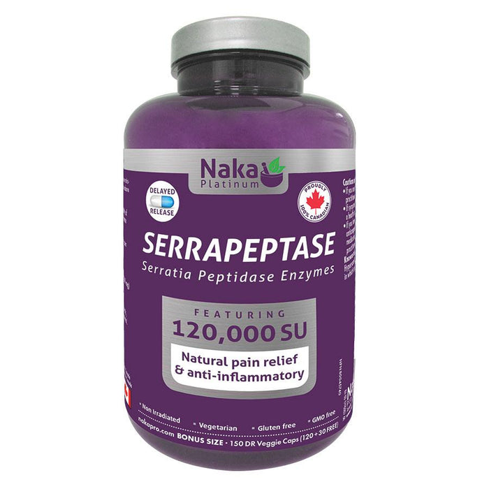 NAKA PLATINUM Serrapeptase 120,000 SU: 150 Veggie caps ( S24 )