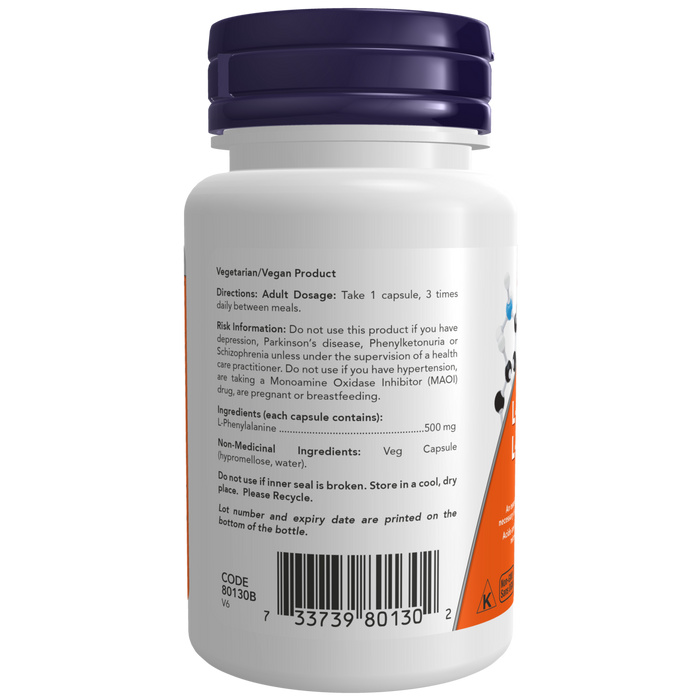 L-Phenylalanine 500 mg 120 Veg Capsules ( S# Amino Acids )