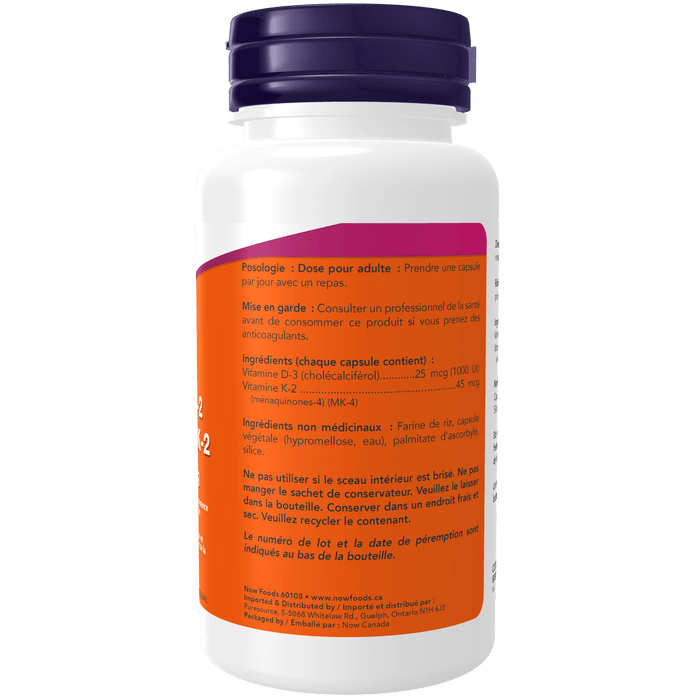 NOW Vitamin D-3 & K2 180 Veg Capsules ( S 03 )