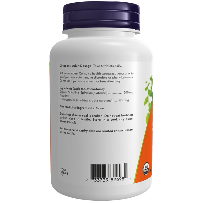 NOW Organic Spirulina 500 mg Tablets ( S20 )