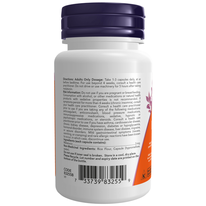 NOW Melatonin 3 mg 180 Veg Capsules (S36)