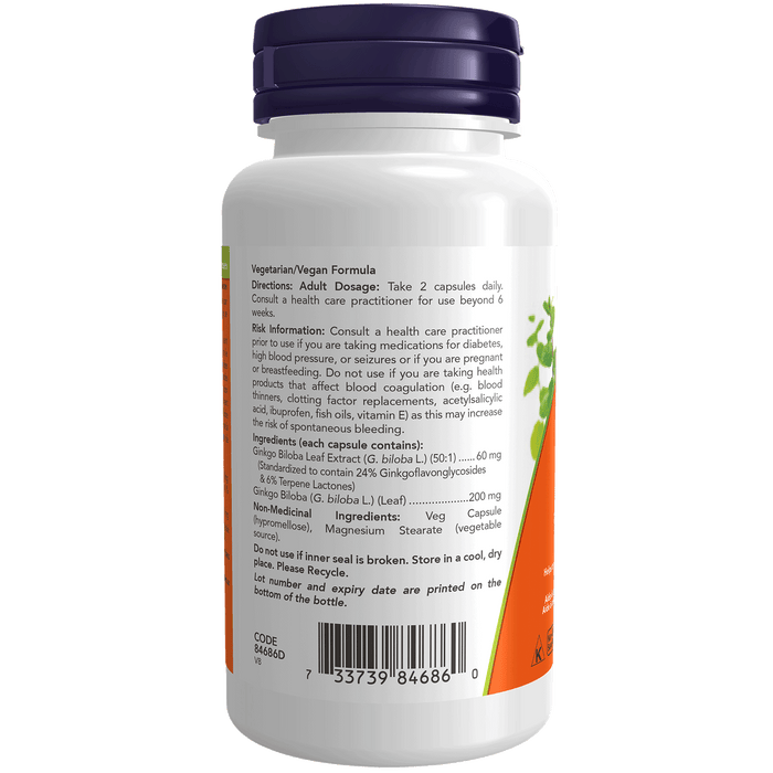 Ginkgo Biloba Extract 60 mg 120 Veg Capsules (S38)