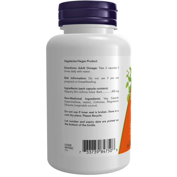 NOW Slippery Elm 400 mg 100 Veg Capsules