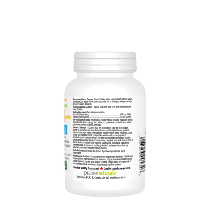 HEALTHBASICS/VEGAN  VITAMIN D3 2500 IU/UI SOURCE OF VITAMIN D2 FROM ORGANIC MUSHROOMS POWDER (90 V-CAPSULES) ( S 02 )