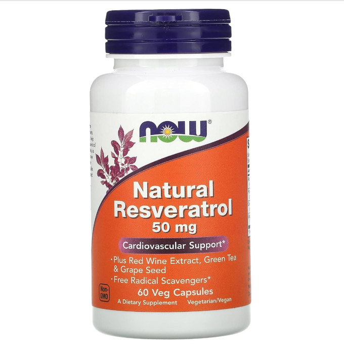 NOW Supplements, Natural Resveratrol plus Red Wine Extract, Green Tea & Grape Seed, 60 Veg Capsules ( S# Amino Acid )