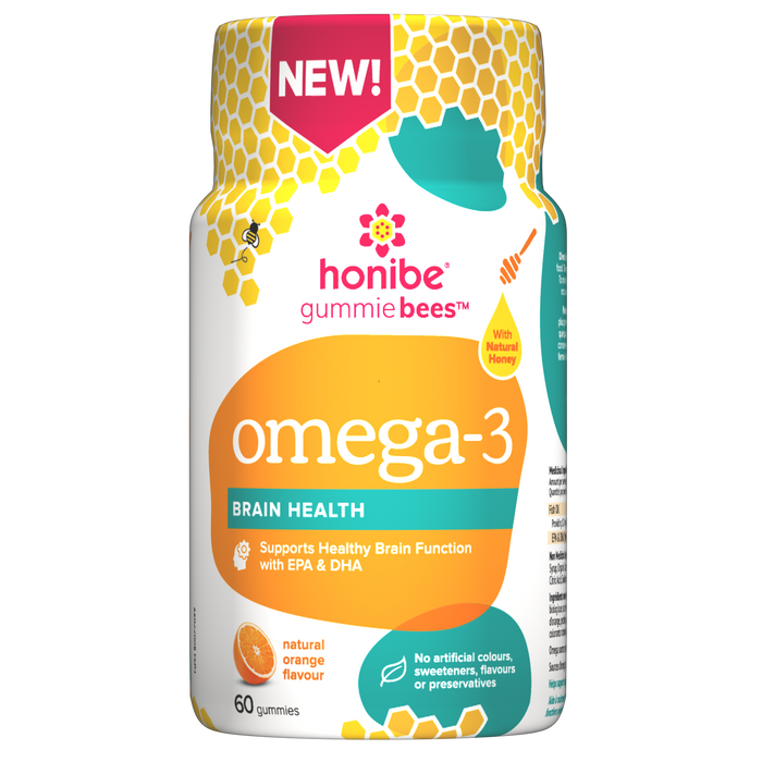 Honibe – Omega-3: Brain Health; Orange Flavour, 60 Gummies